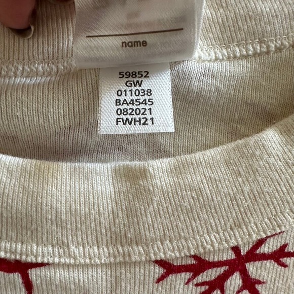 Hanna Andersson pajama long john top cream red reindeer 140 - Picture 5 of 8